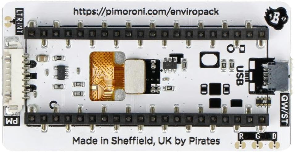 Pimoroni Enviro+ Pack add-on for Raspberry Pi Pico and Pico W. It has a built-in colour 1.54" LCD screen PIM635