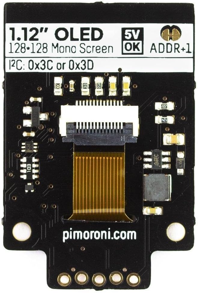 Pimoroni 1.12" Mono OLED Display | 128x128 | I2C | White/Black | Breakout Board | PIM374