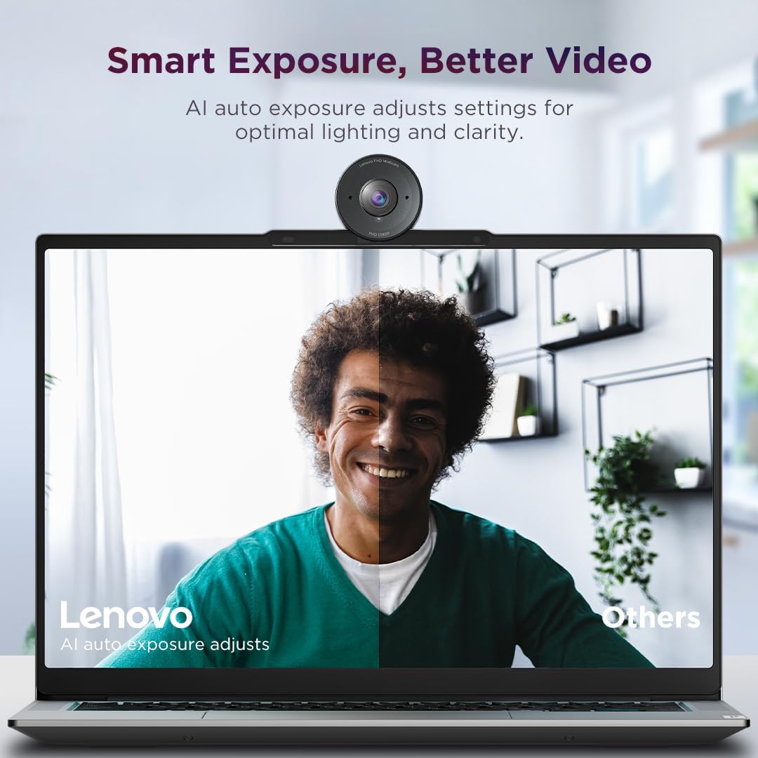 Lenovo FHD Webcam | 1080p Full HD | AI Dual Noise-Cancelling Microphones | Privacy Shutter | 4XC1Q44952
