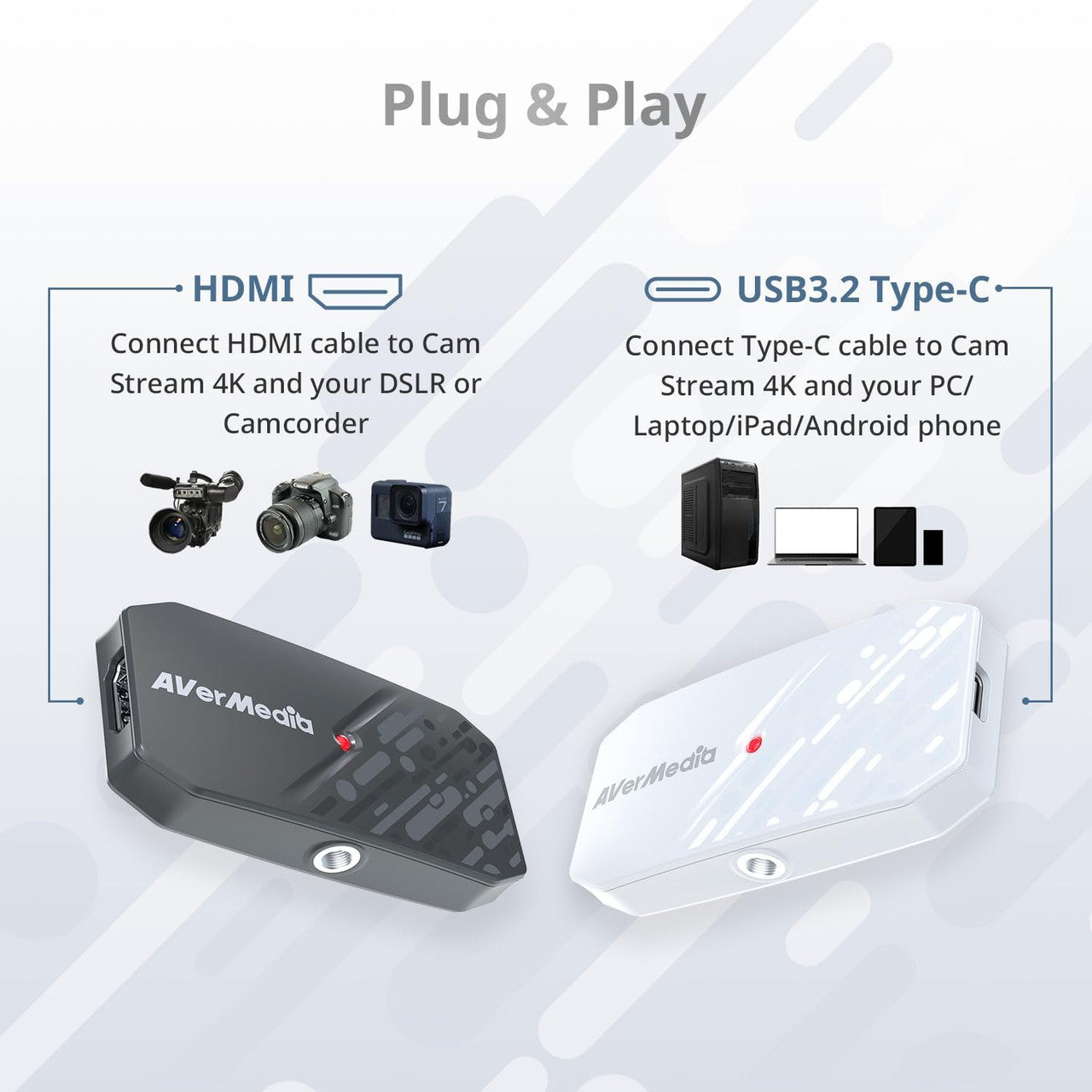 AVerMedia CamStream 4K Black 4K60 HDMI Capture Card-DSLR, Camcorder, Action Camera, Low Latency for Streaming & VC BU113G2