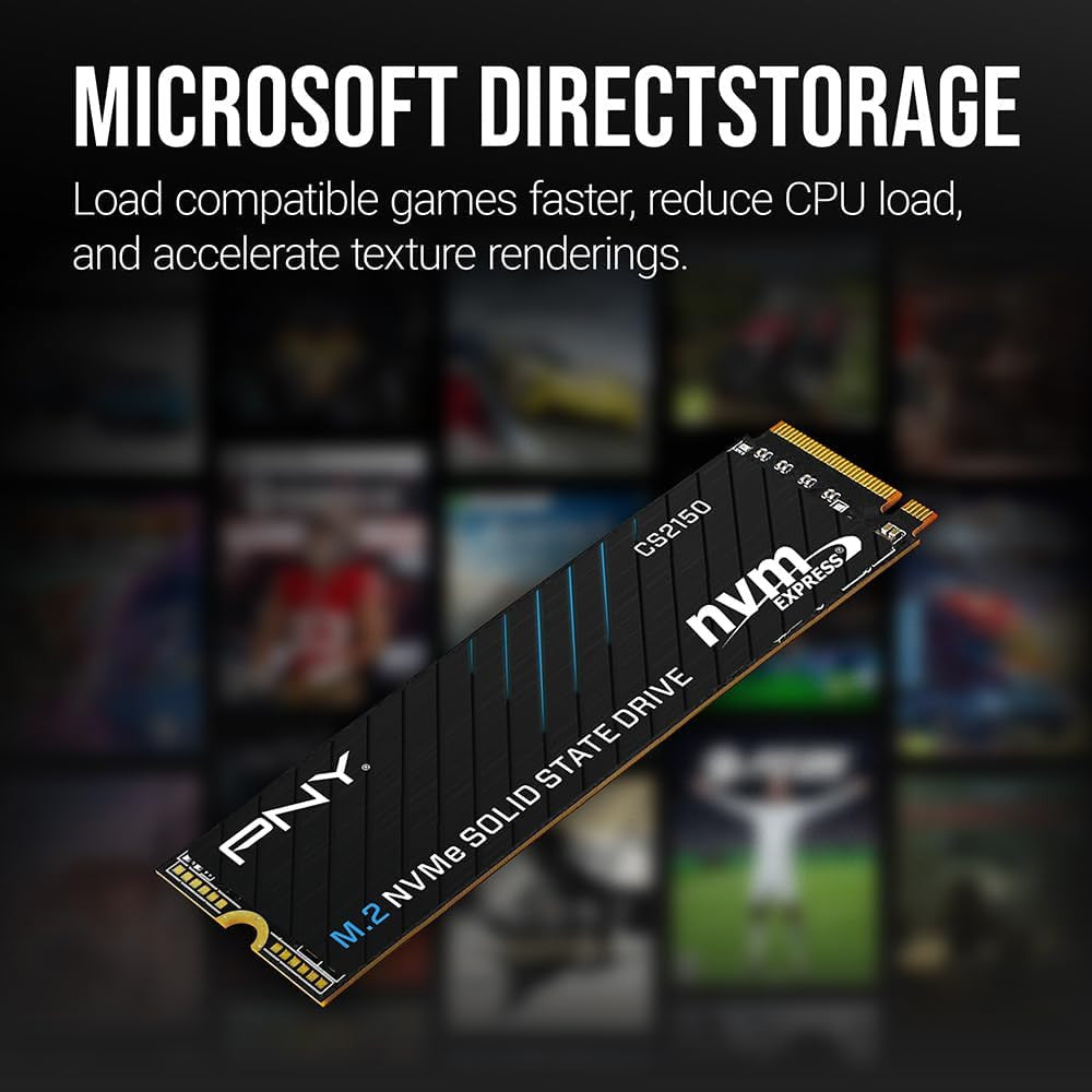 PNY CS2150 1TB Gen5 PCIe NVMe M.2 2280 3D NAND SSD, Up to 10,200/8,300 MBs Internal Solid-State Drive M280CS2150-1TB-TB