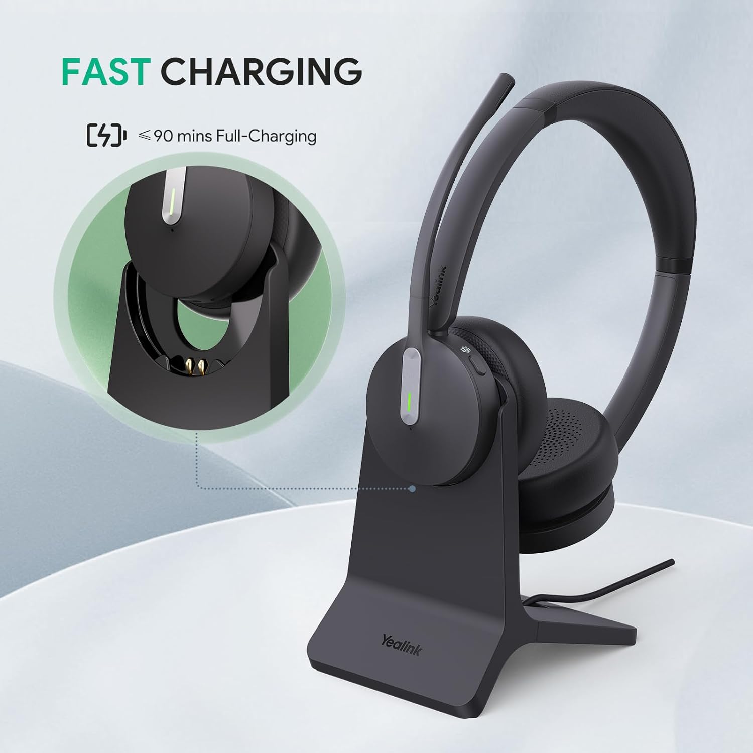 Yealink BHC70 Charging Stand | For BH70 & WH64 Hybrid Headsets | USB Charging Base | 1308144
