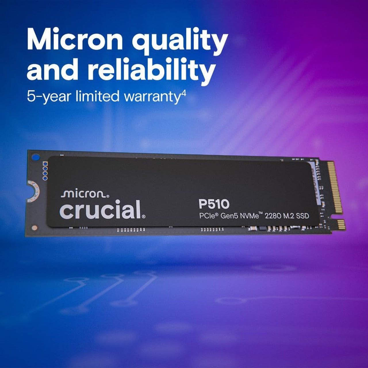 Crucial P510 1TB Gen5 NVMe SSD, Up to 11,000 MB/s, PCIe 5.0 M.2 2280 SSD, Internal Solid State Drive CT1000P510SSD8