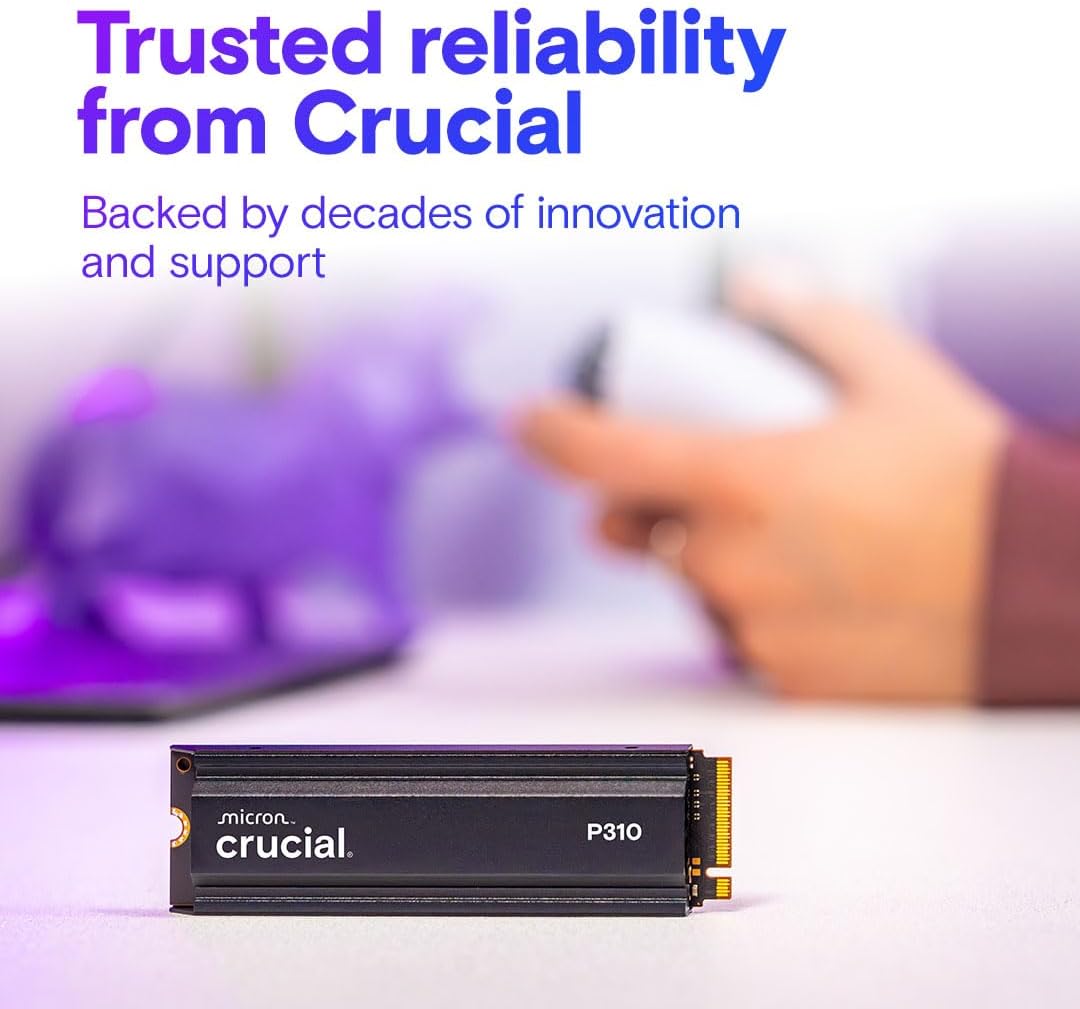 Crucial P310 2TB PCIe Gen4 NVMe M.2 2280 SSD | PS5 Gaming SSD | Up to 7,100MB/s | With Heatsink | CT2000P310SSD5
