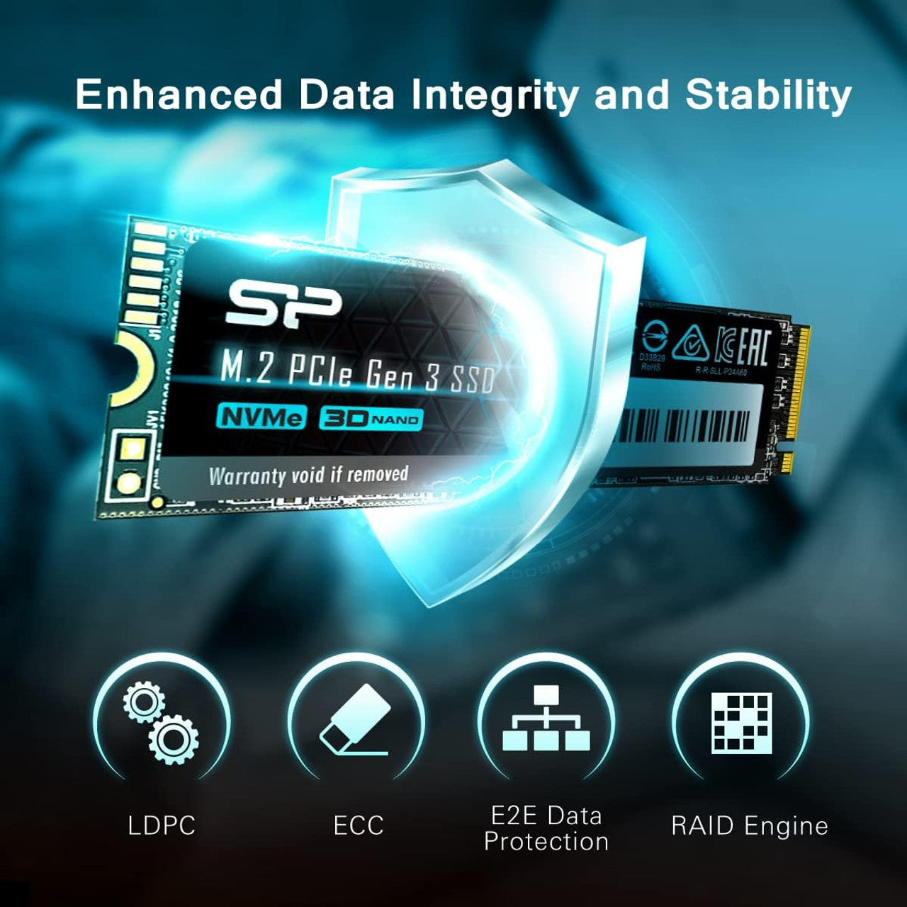 Silicon Power 1TB P34A60 NVMe M.2 PCIe Gen3x4 2280 SSD read speeds up to 2,200MB/s SP001TBP34A60M28