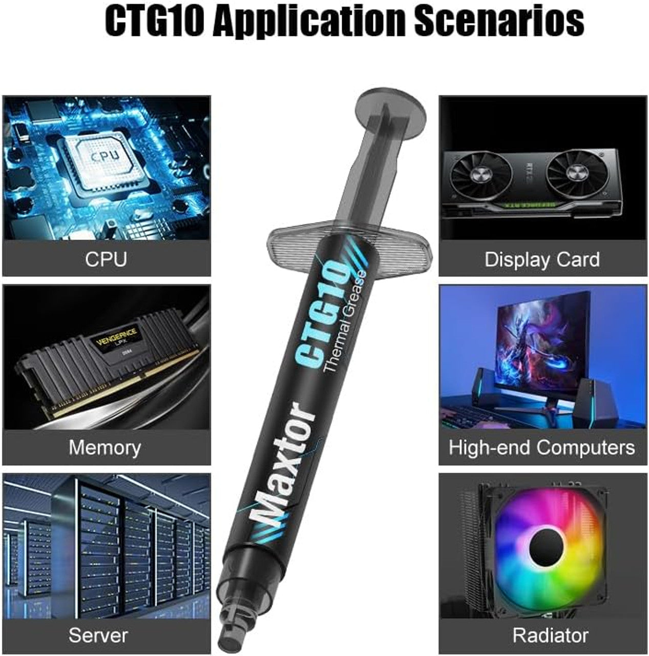 Maxtor Thermal Compound Paste for IC/Processor/CPU/GPU/All Coolers, 14.5W/m.k Carbon Based High Performance CTG10E-2g