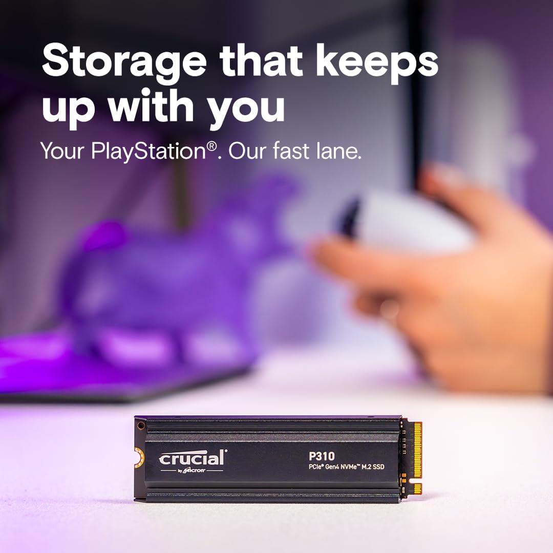 Crucial P310 2TB PCIe Gen4 NVMe M.2 2280 SSD | PS5 Gaming SSD | Up to 7,100MB/s | With Heatsink | CT2000P310SSD5