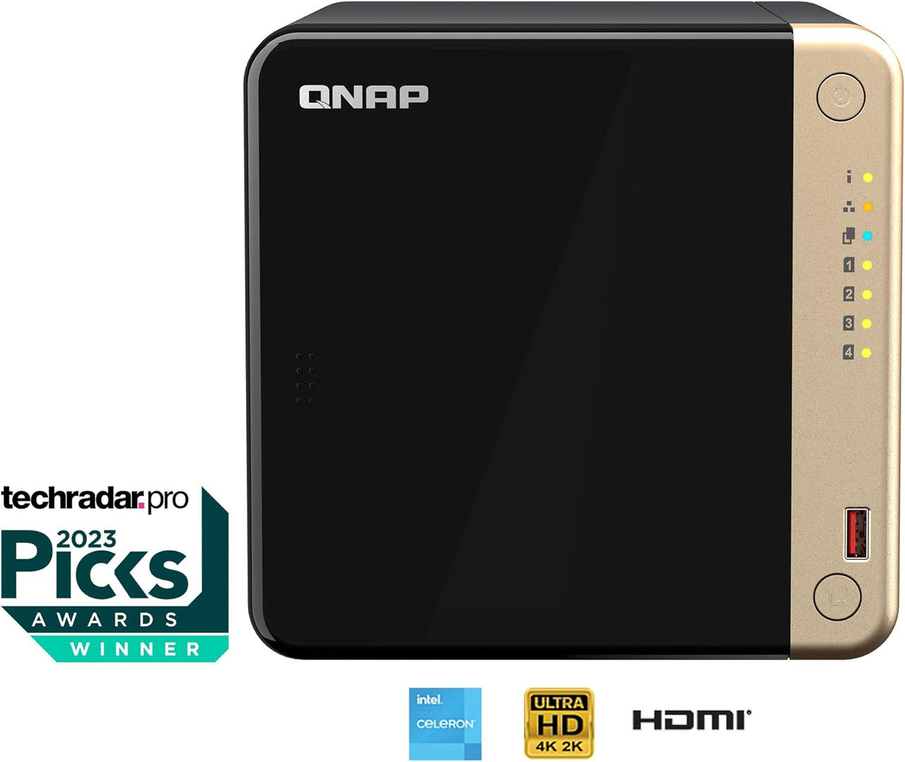 QNAP 4 Bay Desktop NAS with Intel Celeron Quad-core Processor, M.2 PCIe Slots and Dual 2.5GbE (Diskless) TS-464-8G-US