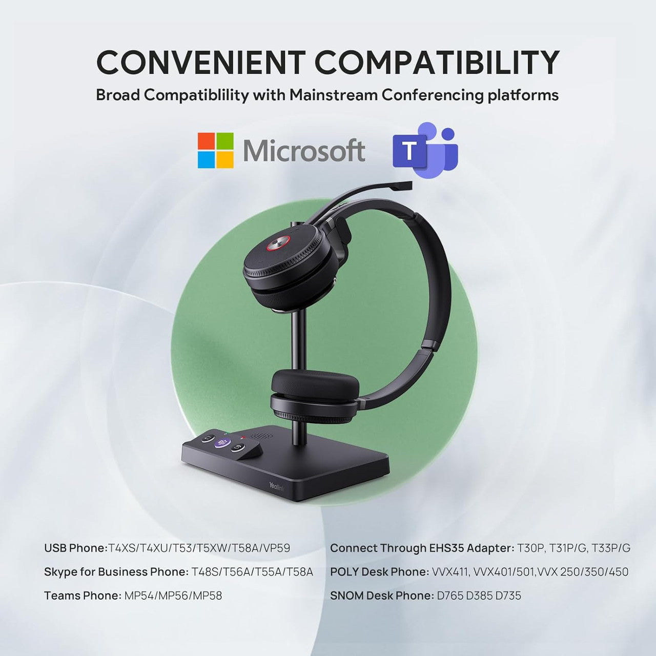 Yealink WH62-Dual Teams Wireless Headset with Microphone Teams Zoom Certified for PC, Laptop, Mac for Office Telephone (1308001)