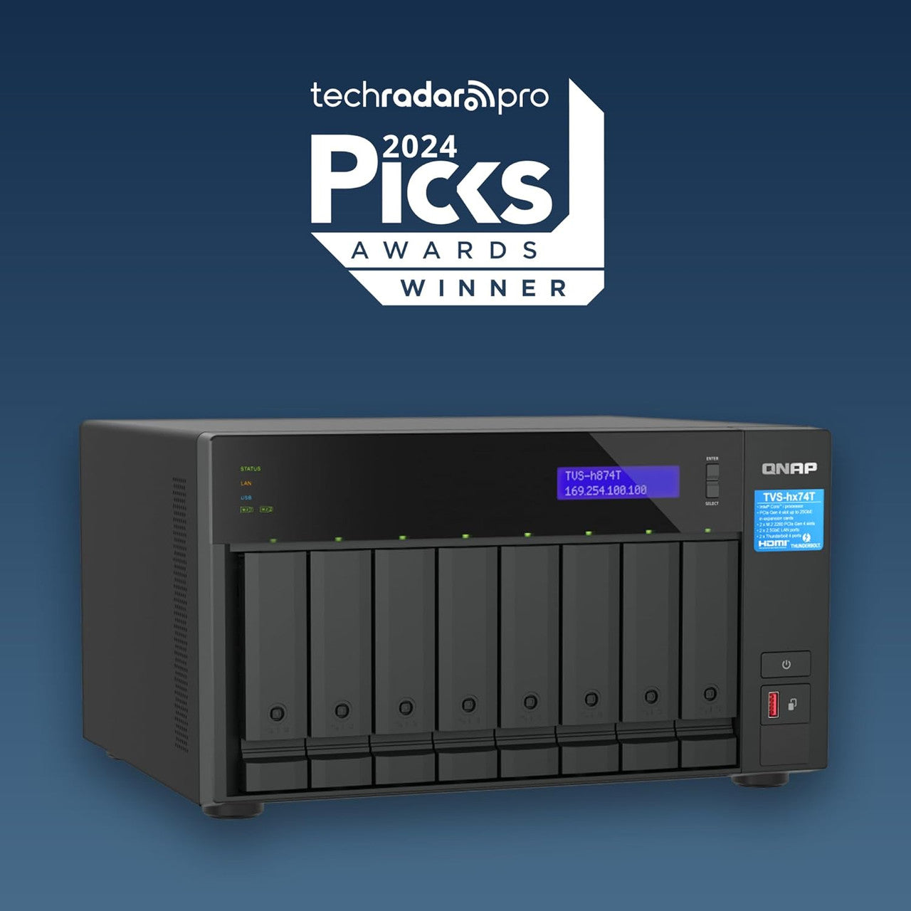 QNAP Ultra-High Speed 8 Bay Thunderbolt 4 NAS, Intel Core i9, 64GB DDR4 RAM, 2 x 2.5GbE ports TVS-H874T-i9-64G-US