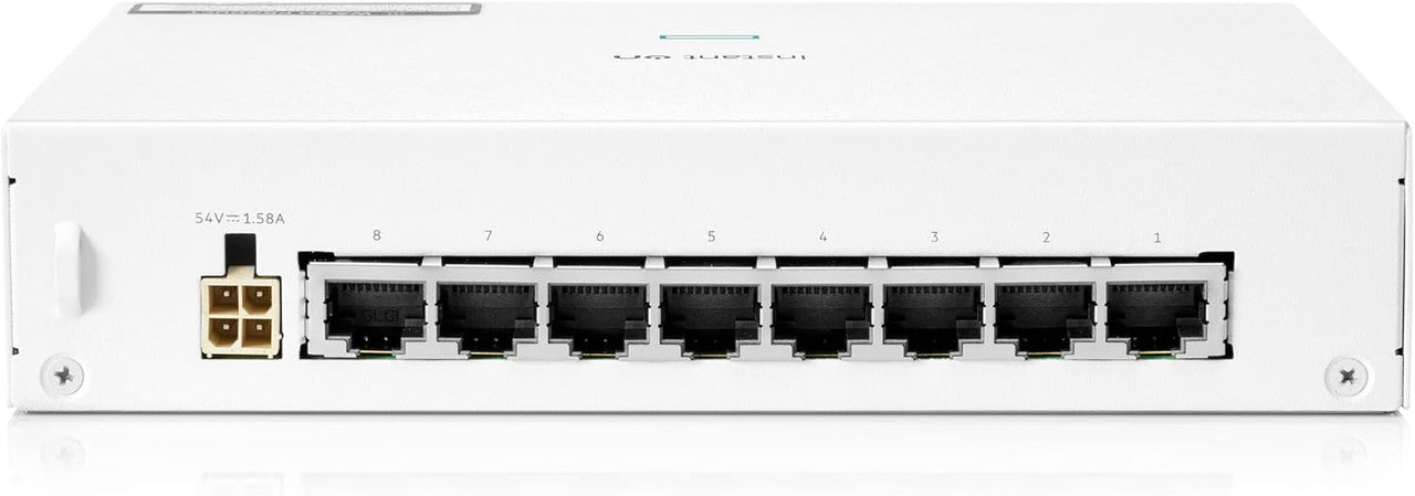 HPE Networking Instant On 1430 8-Port Gb Unmanaged Layer 2 Ethernet Switch with PoE | 8X CL4 PoE (64W) | Fan-Less | US Cord | R8R46A#ABA