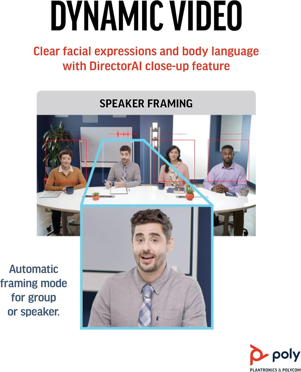 Poly Studio R30 4K Video Conference System Camera, Mic, Speaker Bar, NoiseBlockAI, Works w/ Teams & More 842D2AA#ABA