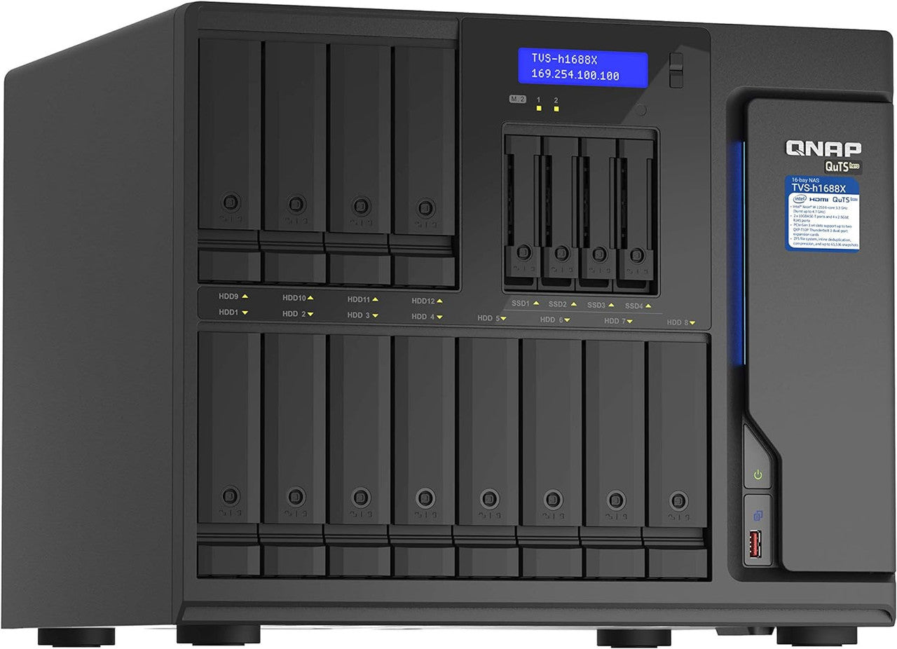 QNAP 16-Bay TurboNAS (12 x 3.5" HDD+ 4 x 2.5" SSD), SATA 6G, Intel Xeon W-1250 6 cores, 32GB DDR4 ECC TVS-H1688X-W1250-32G-US