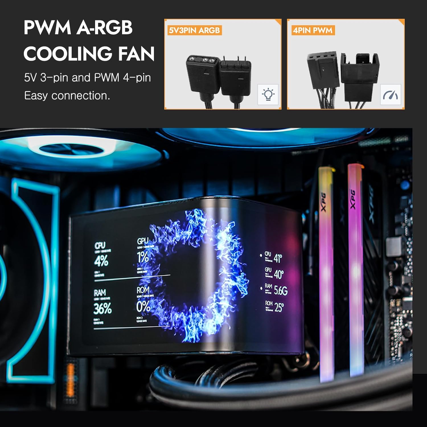 darkFlash UV360 360mm AIO Liquid CPU Cooler | 6.67" Curved 2K OLED Display | 3 x 120mm ARGB PWM Fans | Intel LGA 1851/1700/1200/115X | AMD AM5/AM4/AM3 | Black | DF-UV360-BK