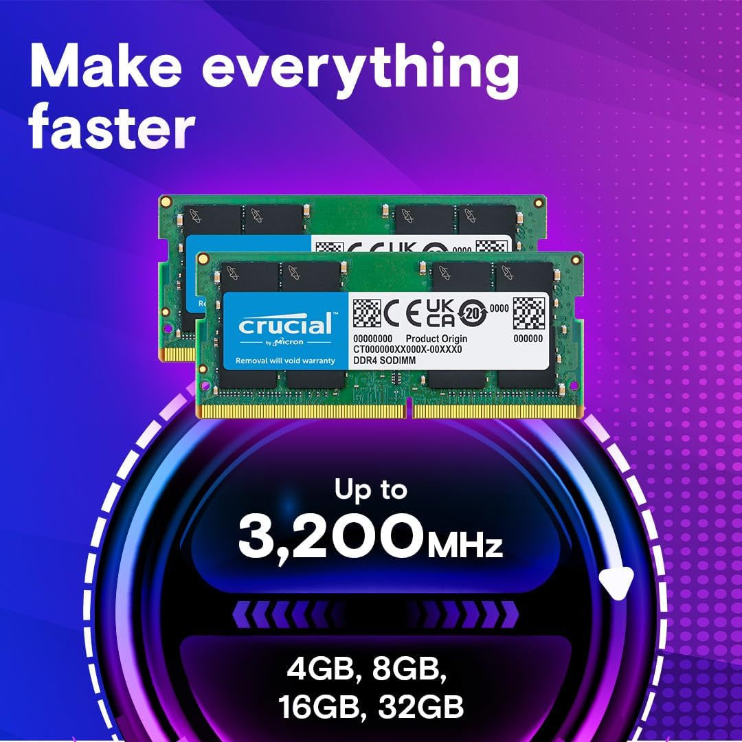 Crucial RAM 32GB Kit (2x16GB) DDR4 3200MHz CL22 Laptop Memory