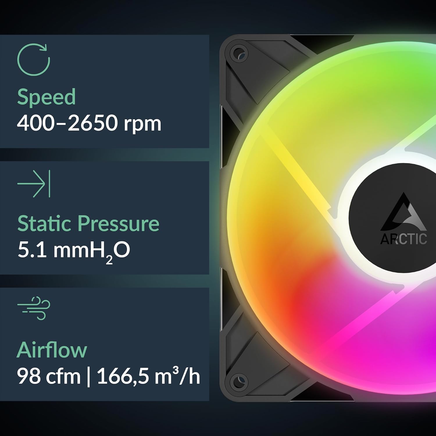 ARCTIC P14 Pro Reverse A-RGB PWM | 140mm Fan | 2650 RPM |