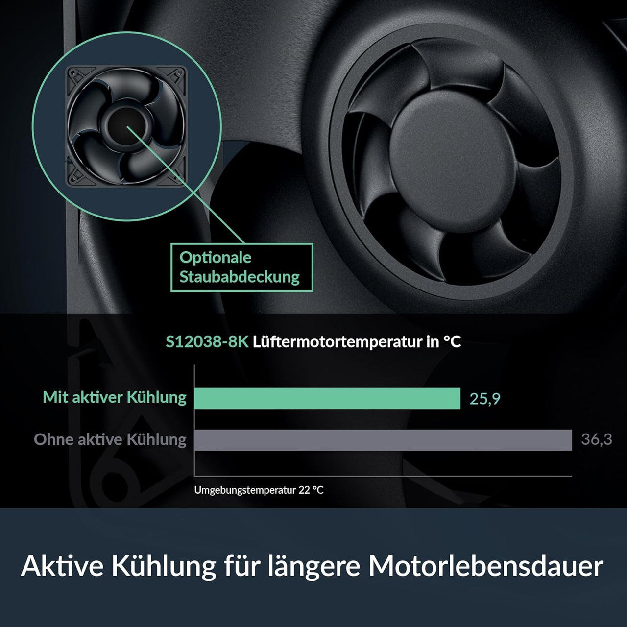 Arctic S12038-8K 120 mm | 8000 rpm | PWM controlled 4-Pin Server Fan | 3-Pieces (Black) - ACFAN00302A