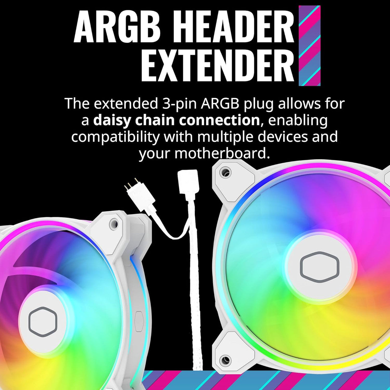 Cooler Master MasterFan MF140 Halo, Duo-Ring ARGB Gen2 LED140mm PWM, Hybrid Frame Case fan, Liquid-White MFL-B4DW-16NP2-R2
