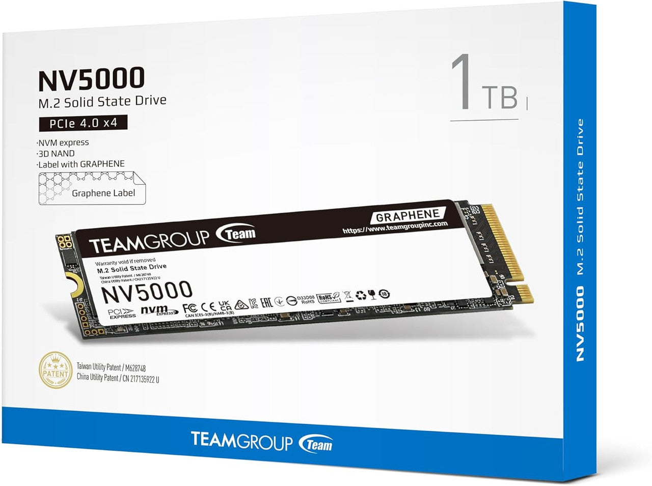 TEAMGROUP NV5000 1TB SLC Cache NVMe PCIe Gen4x4 M.2 2280 Laptop, Desktop SSD ReadSpeed up to 4500 MB/s TM8FGM001T0C101