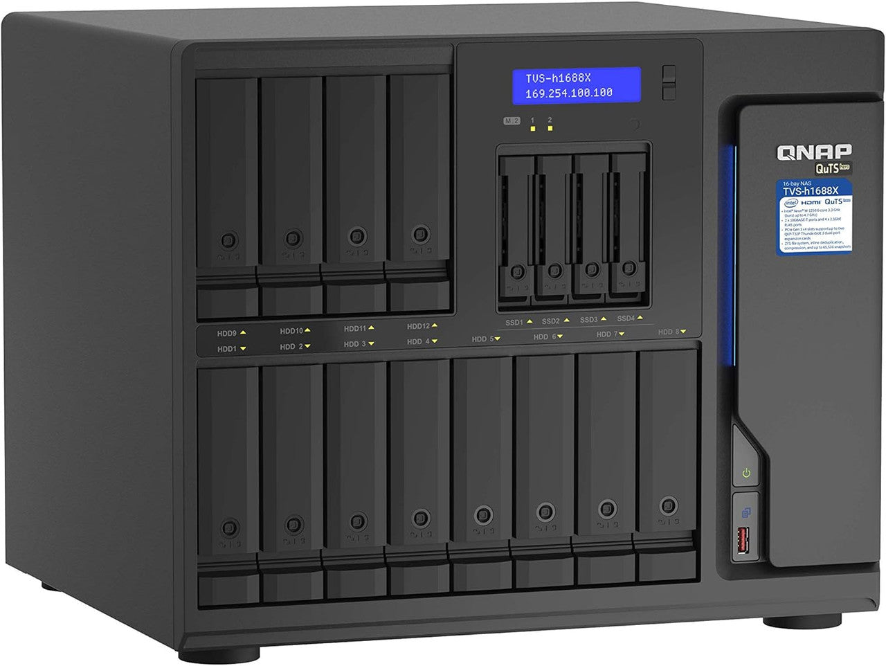 QNAP 16-Bay TurboNAS (12 x 3.5" HDD+ 4 x 2.5" SSD), SATA 6G, Intel Xeon W-1250 6 cores, 32GB DDR4 ECC TVS-H1688X-W1250-32G-US