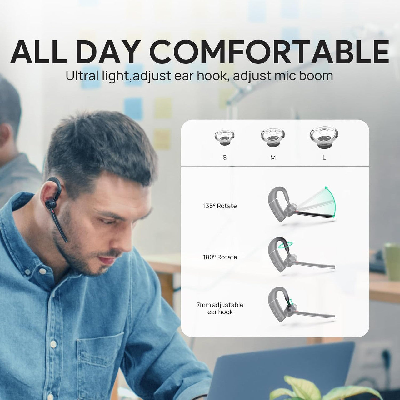Quick-access controls on the headset make managing calls and media playback simple and convenient.