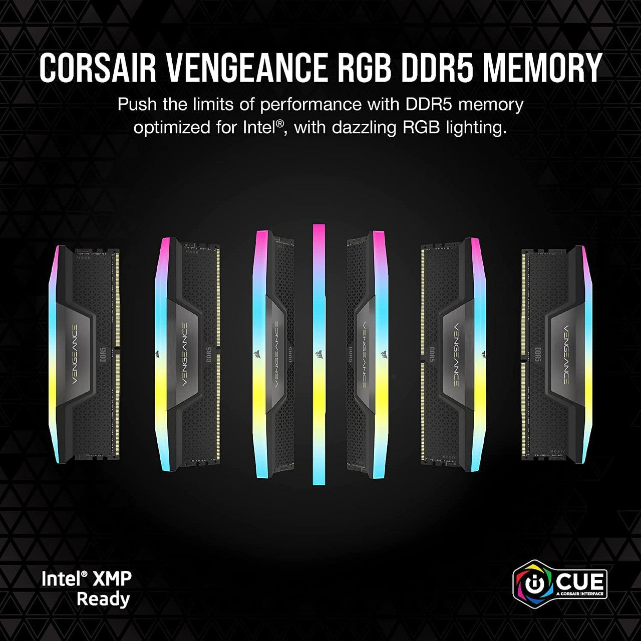 Corsair VENGEANCE RGB DDR5 RAM 32GB (2x16GB) 6400MHz CL36-48-48-104 1.35V Intel XMP 3.0 Memory (Black) CMH32GX5M2B6400C36
