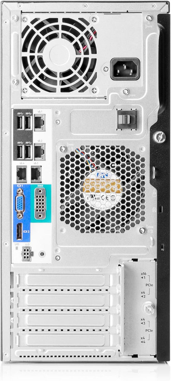 The server includes 4 large form factor (LFF) drive bays and 2x 1TB SATA HDDs for ample storage and backup solutions.