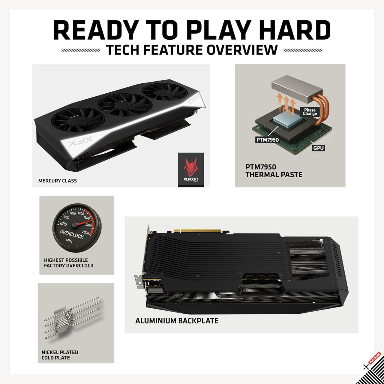 XFX Mercury AMD Radeon RX 9060 XT OC Gaming Edition with 16GB GDDR6 HDMI 2xDP, AMD RDNA 4 RX-96TMERCBA