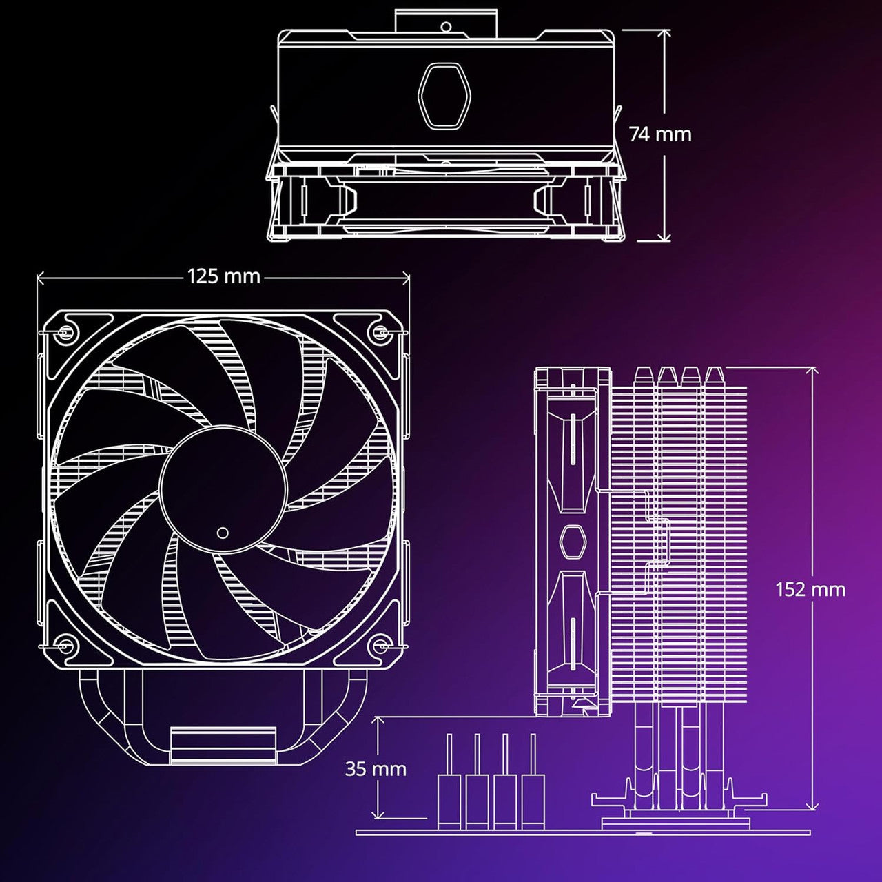 Cooler Master Hyper 212 Pro CPU Air Cooler, SickleFlow Edge 120 PWM Fan, Superconductive Composite RR-212S-25PZ-R1