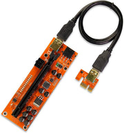 AAAwave PCIE Riser VER 011 PRO 1x to 16x Graphic Extension for GPU Mining 60cm USB 3.0 Cable, 10 Solid Capacitors, 12 Led Lights, 2x 6PIN and 2 Power Options
