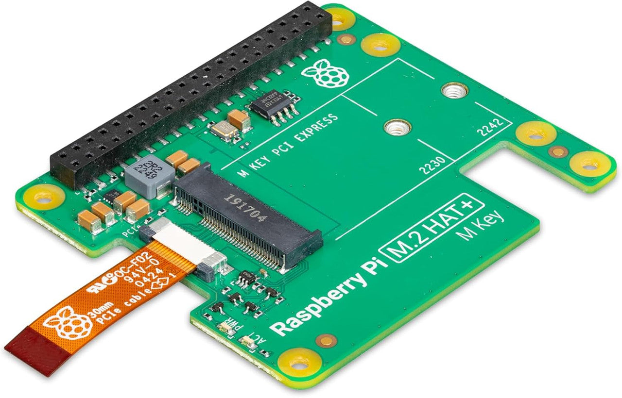 Raspberry Pi M.2 HAT, BOARD ROHS COMPLIANT NVMe drives, AI accelerators to Raspberry Pi 5’s PCIe 2.0 interface SC1166