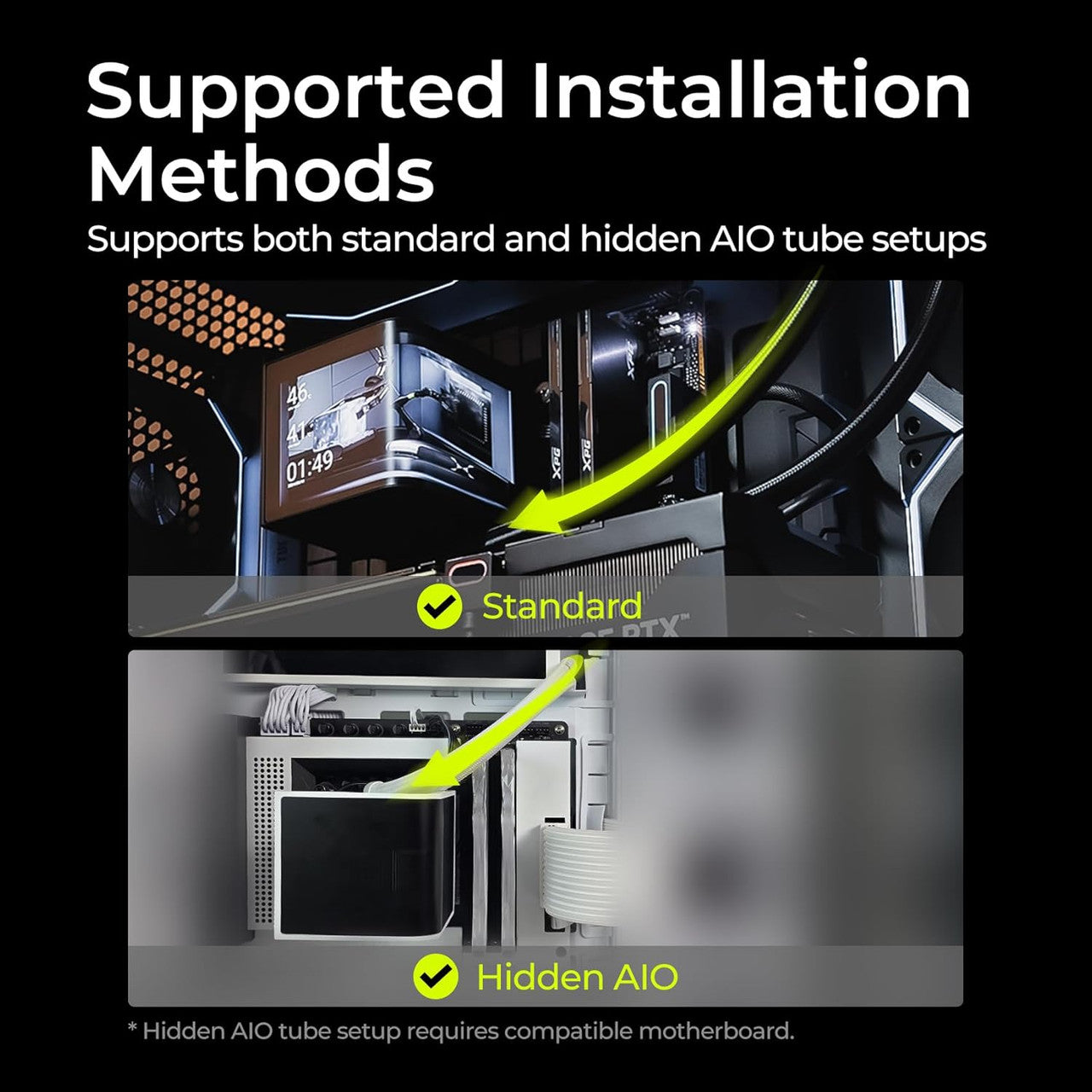 TRYX Panorama SE 360 ARGB 360mm AIO Rotatable 6.67" MOLED Curved Screen 3D Cooler Asetek Adela (Black) L-P360L-AM3M-G0K