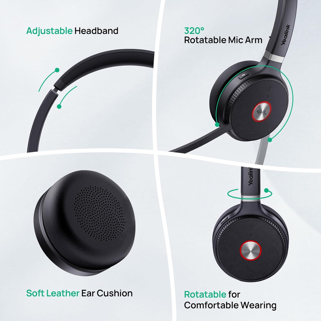 Yealink WH62 Mono UC Wireless Noise Canceling Headset - Connects and Works with USB Enabled Deskphones, Computers (1308005)