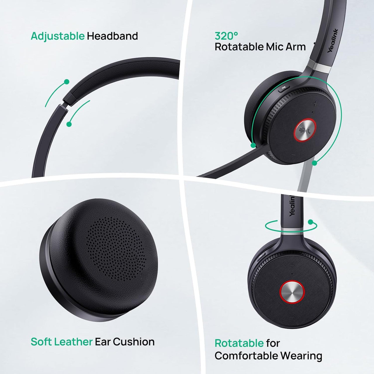 Yealink WH62 Dual UC Wireless Noise Canceling Headset - Connects & Works with USB Enabled Desk Phones, Computers (1308006)