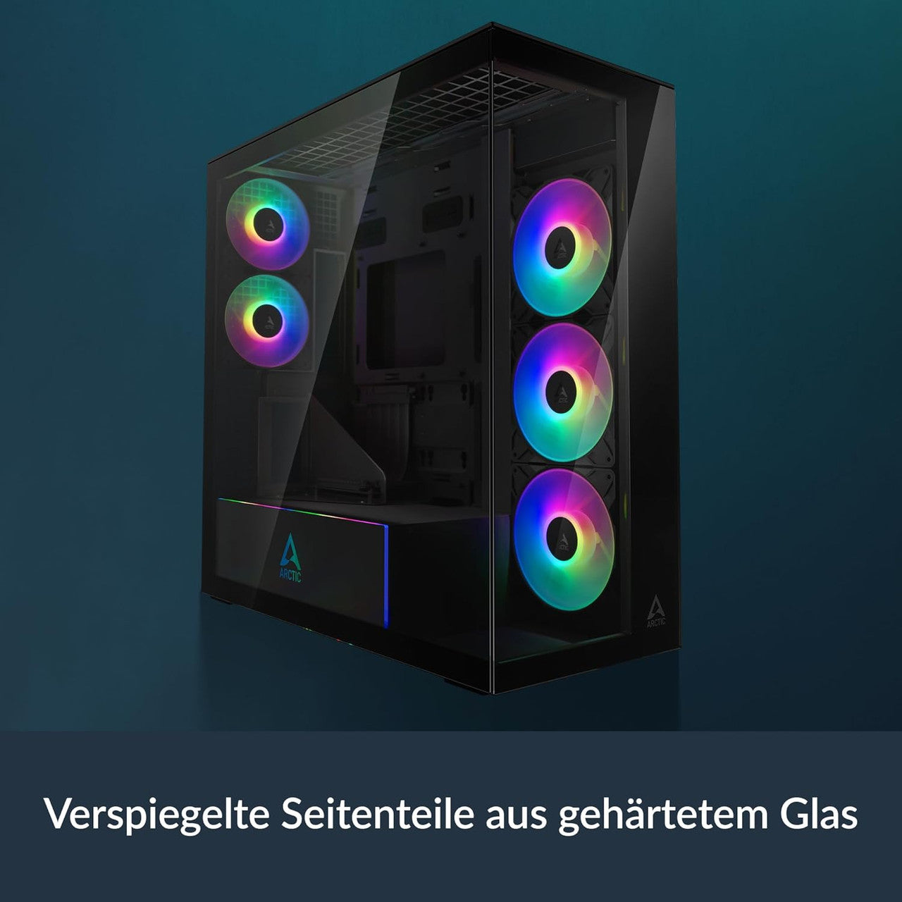 Arctic Xtender VG PC Case-Mid Tower Tempered Glass Panel-A-RGB Fans Vertical GPU Mounting Kit (Mirror Black) ACPCC00019A