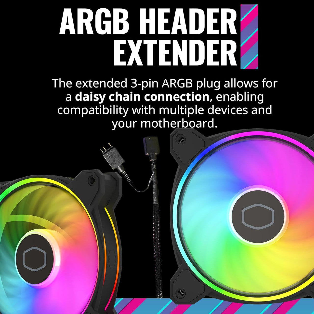 Cooler Master MasterFan MF140 HALO 140mm | 1600 rpm | A-RGB Hybrid Frame PWM Fan 4-Pin Case Fan (Black) - MFL-B4DN-16NP2-R2