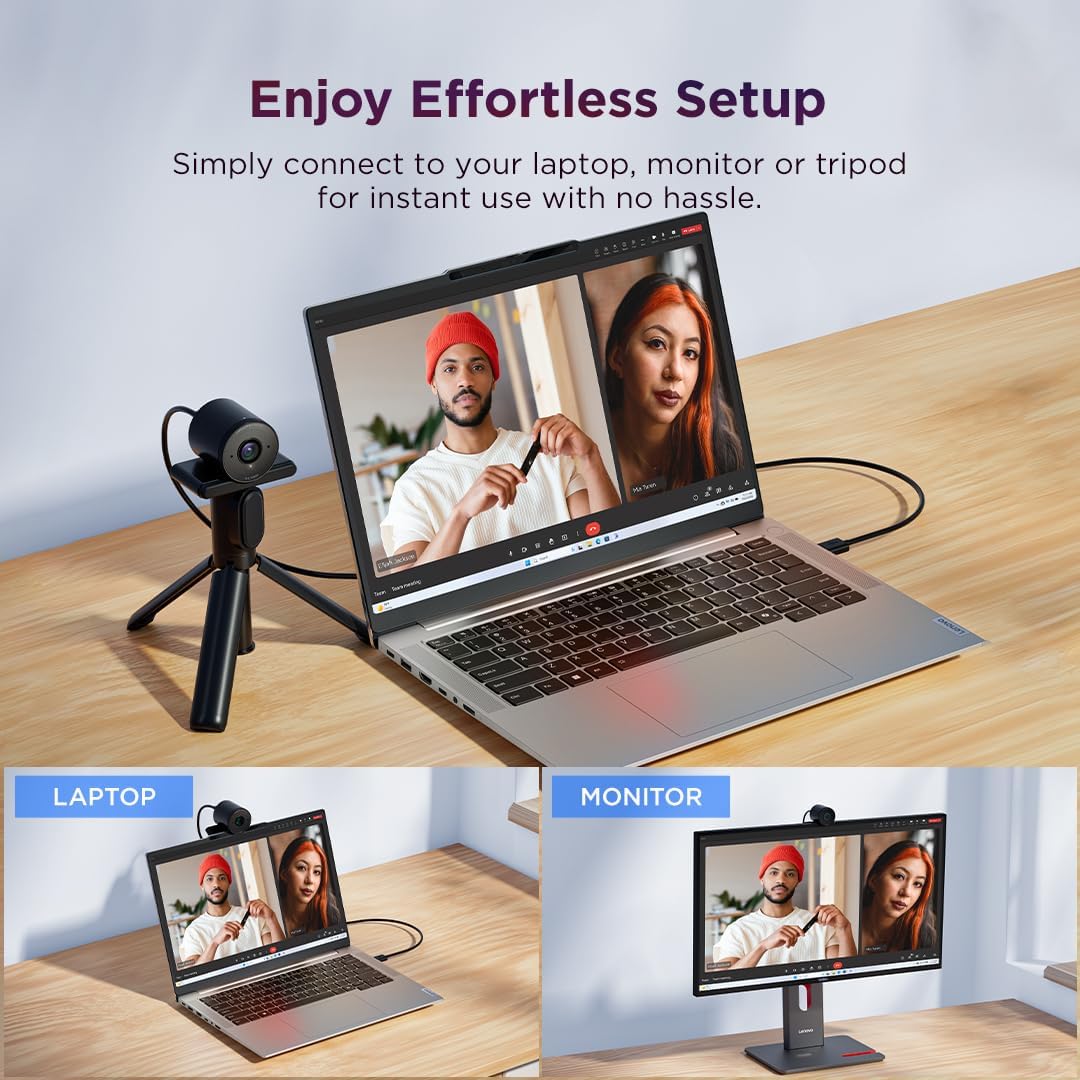 Lenovo FHD Webcam | 1080p Full HD | AI Dual Noise-Cancelling Microphones | Privacy Shutter | 4XC1Q44952