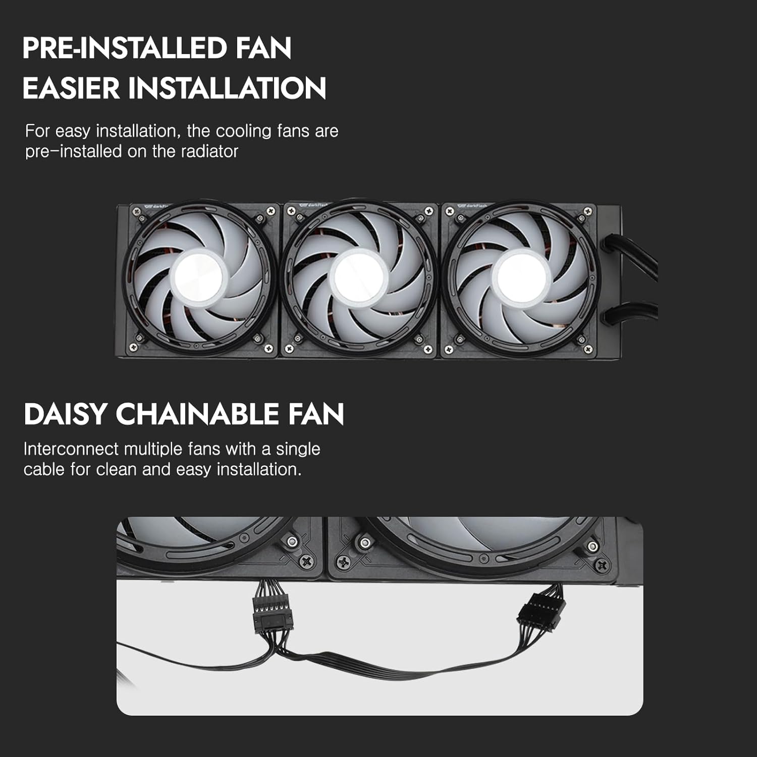 darkFlash UV360 360mm AIO Liquid CPU Cooler | 6.67" Curved 2K OLED Display | 3 x 120mm ARGB PWM Fans | Intel LGA 1851/1700/1200/115X | AMD AM5/AM4/AM3 | Black | DF-UV360-BK