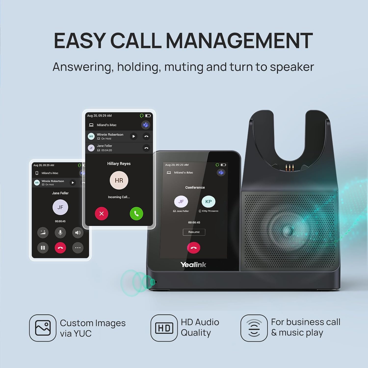 Yealink WH68 Workstation DECT Wireless Stereo Headset | UC Workstation | Hybrid ANC | Bluetooth & DECT | 1208738