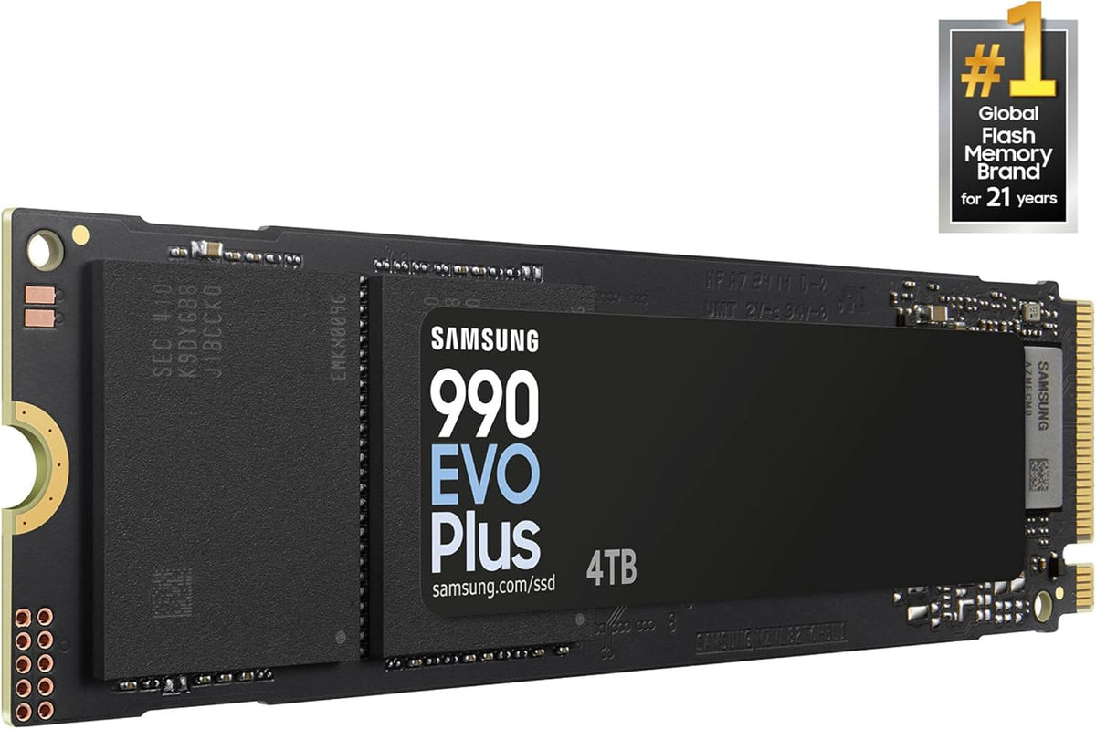 Samsung 990 EVO Plus 4TB M.2 NVMe SSD | PCIe Gen 4x4 / Gen 5x2 | Read Speeds Up to 7,250 MB/s | MZ-V9S4T0B/AM