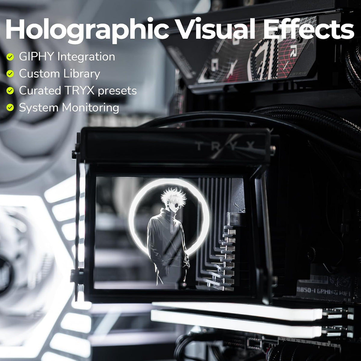 TRYX Holo 360mm AIO Liquid Cooler | Holographic Visual GIPHY | Asetek | 280W TDP | Black/White