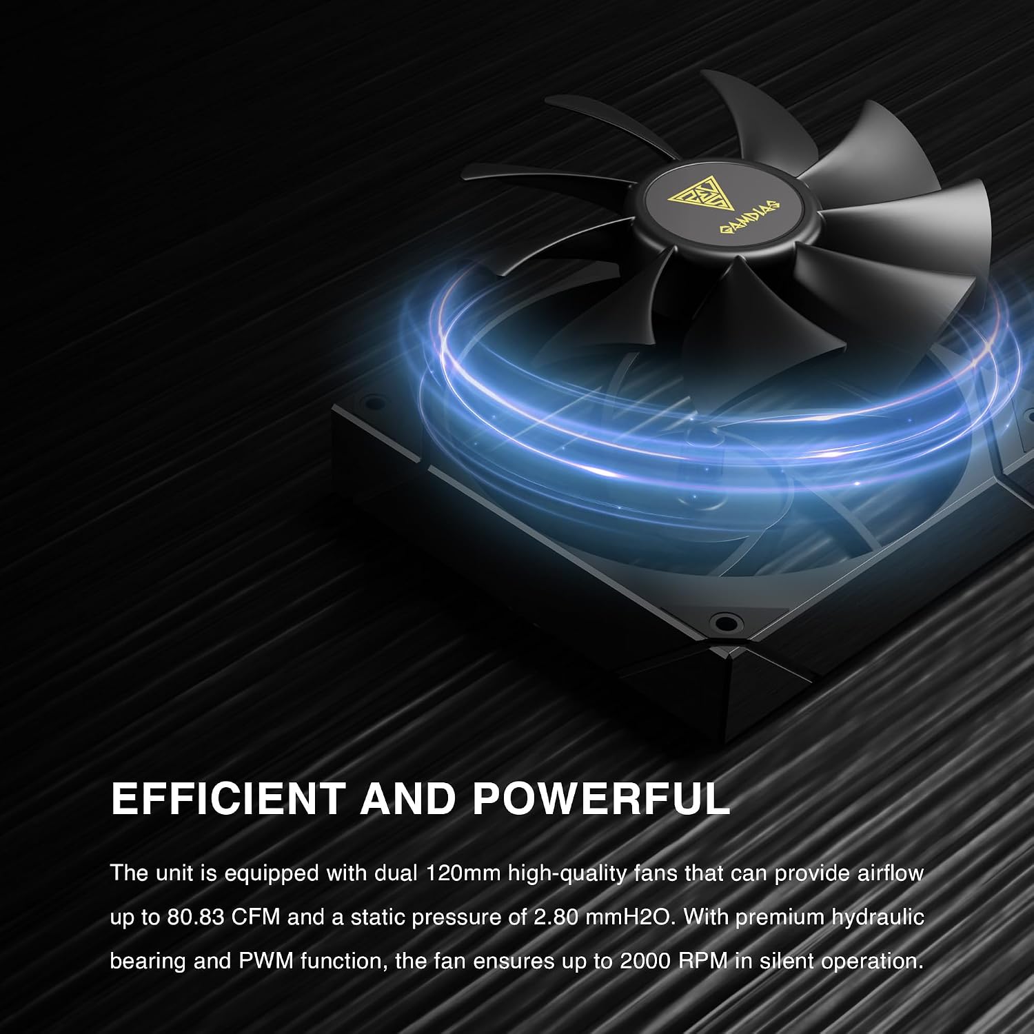 GAMDIAS AMD/Intel CPU Air Cooler, 6 performance Copper Heat Pipes, Dual fans, CPU Temp and Fan RPM display (Black) - BOREAS P2-62D