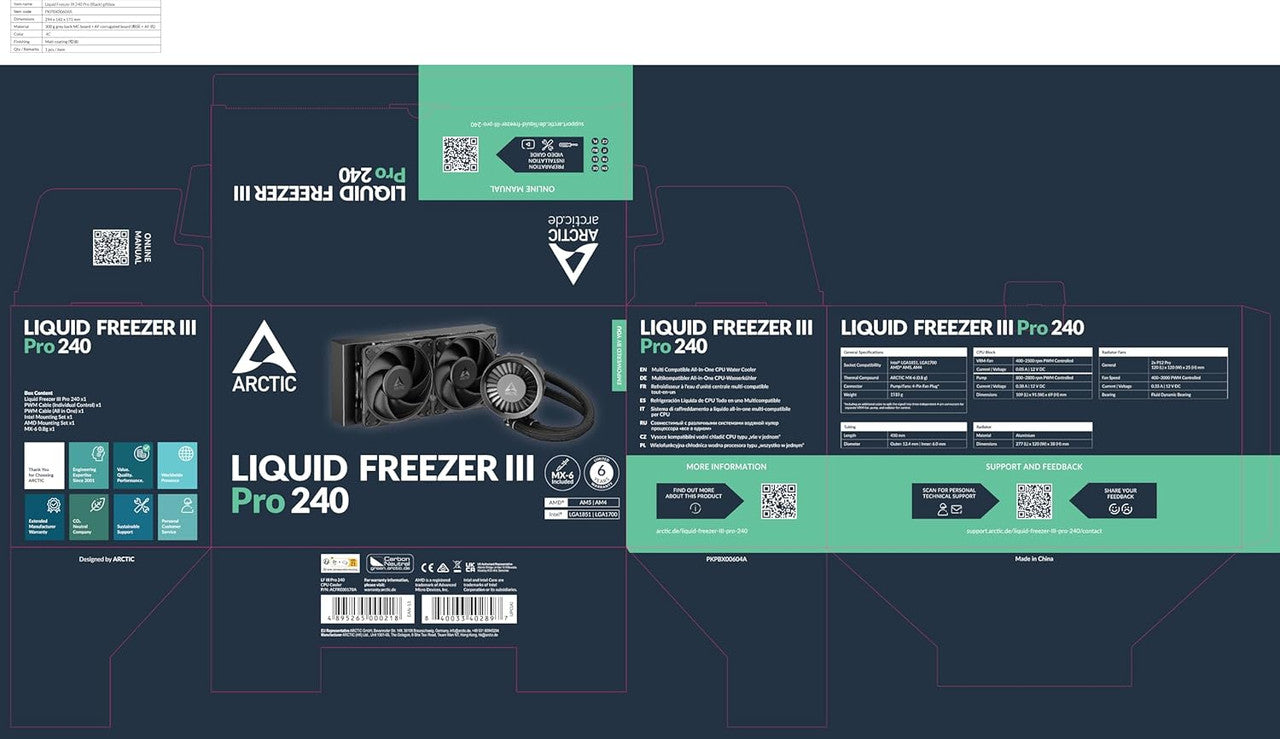 ARCTIC Liquid Freezer III Pro 240 AIO CPU Cooler, Water Cooling
