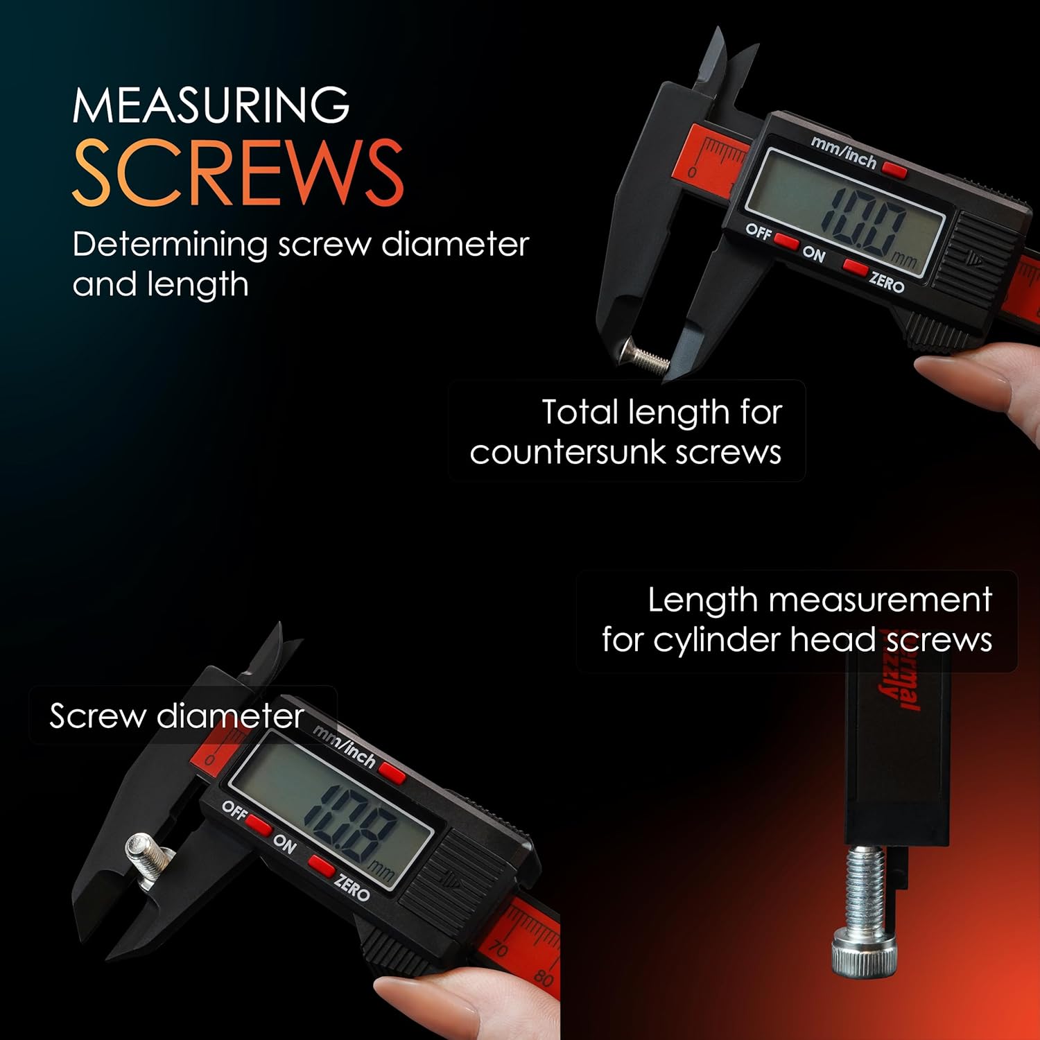 Thermal Grizzly Digital 150 mm / 6 in ABS Plastic Caliper Internal/External/Depth/Step Measurements - TG-CAL-150