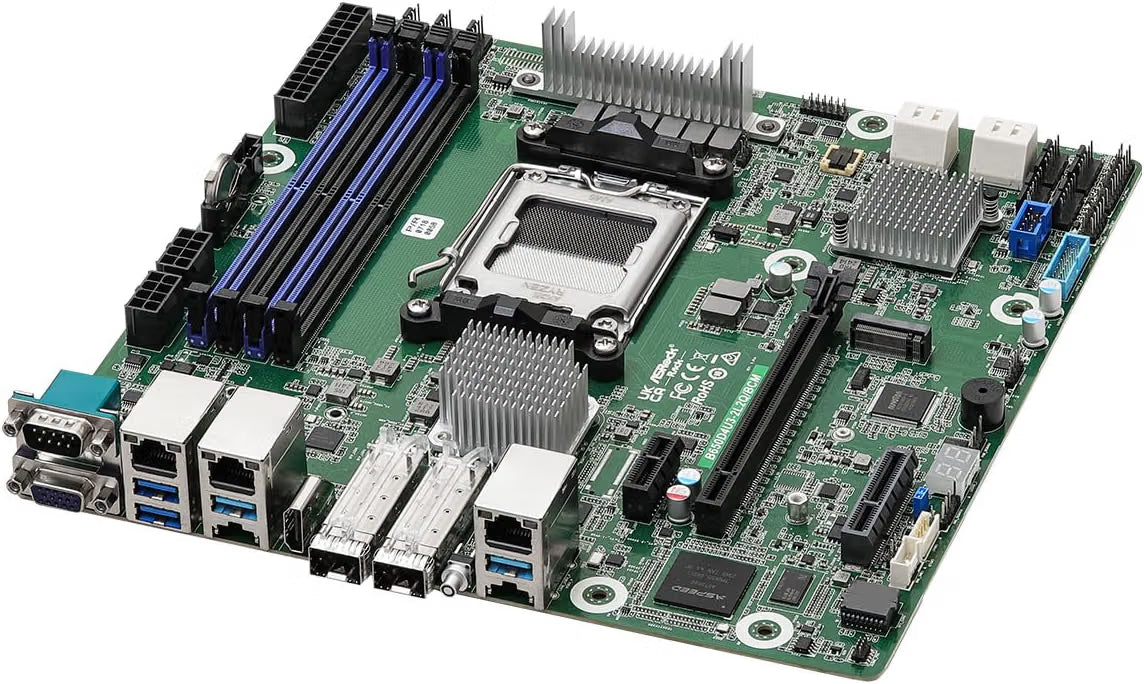 ASRock Rack Micro-ATX Server Motherboard | AMD Ryzen 9000/8000/7000 | DDR5, PCIe 5.0, Dual 25GbE, IPMI |  B650D4U3-2L2Q/BCM