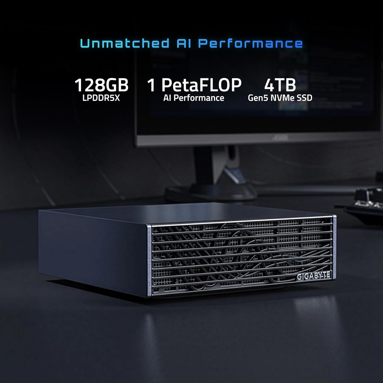 Gigabyte AI TOP ATOM Personal AI Supercomputer, NVIDIA GB10 Blackwell,128GB LPDDR5X, 4TB M2 SSD, DGX OS, (Black) - ATAGB10-9000
