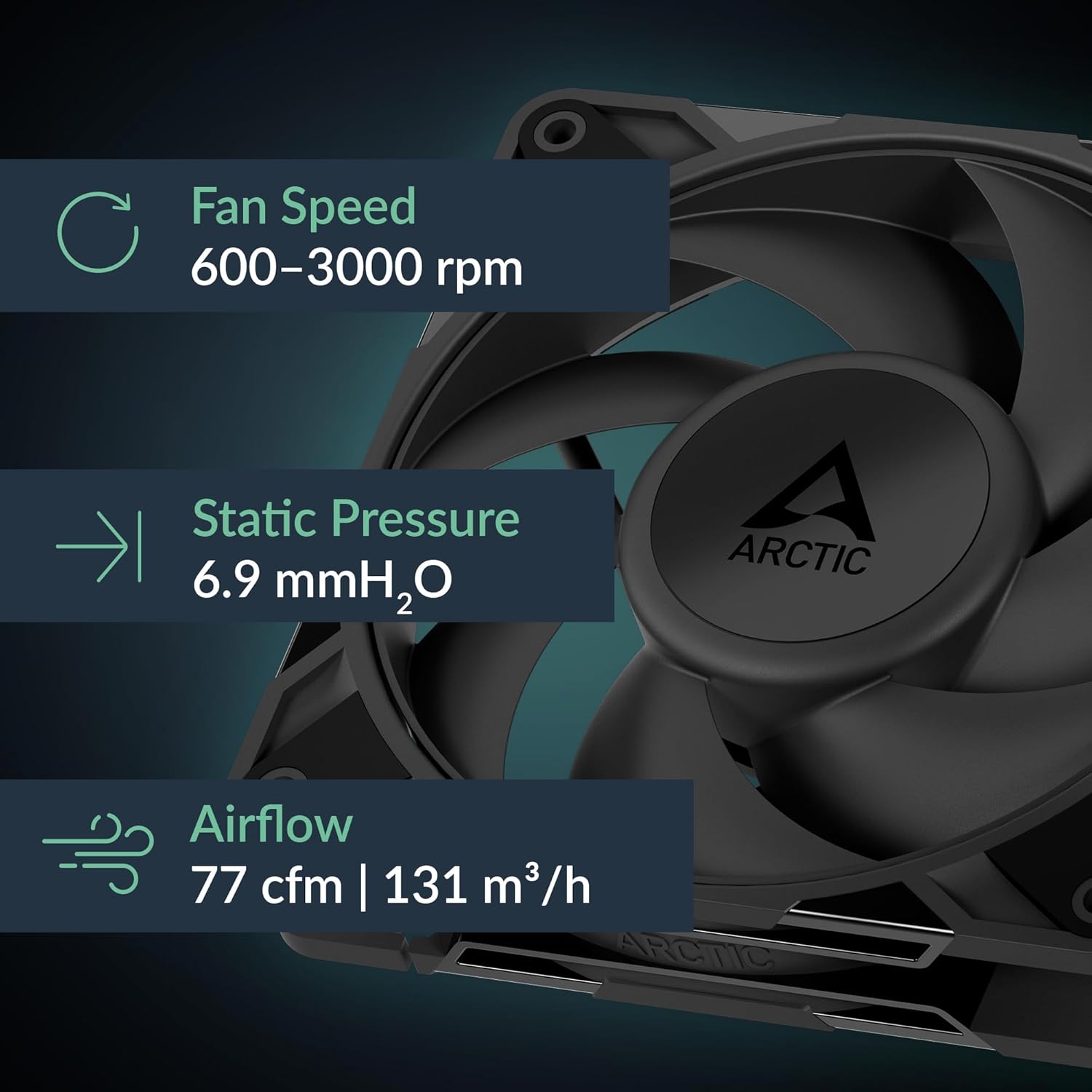 ARCTIC P12 Pro PST PWM | 120mm Case Fan | 3000 RPM | 4-Pin + Splitter