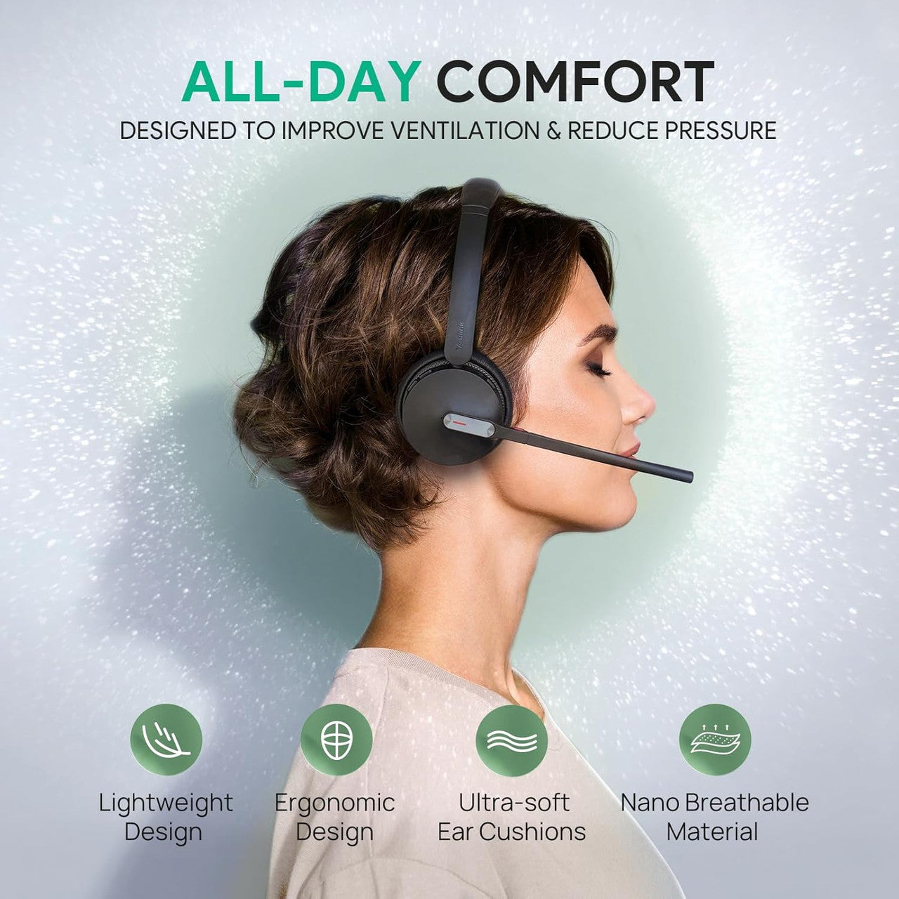 Yealink WH64 Momo Teams Wireless Headset, DECT&Bluetooth, Phone Headset, 26h Talking, Office Work, Cell Phone Headset 1208671