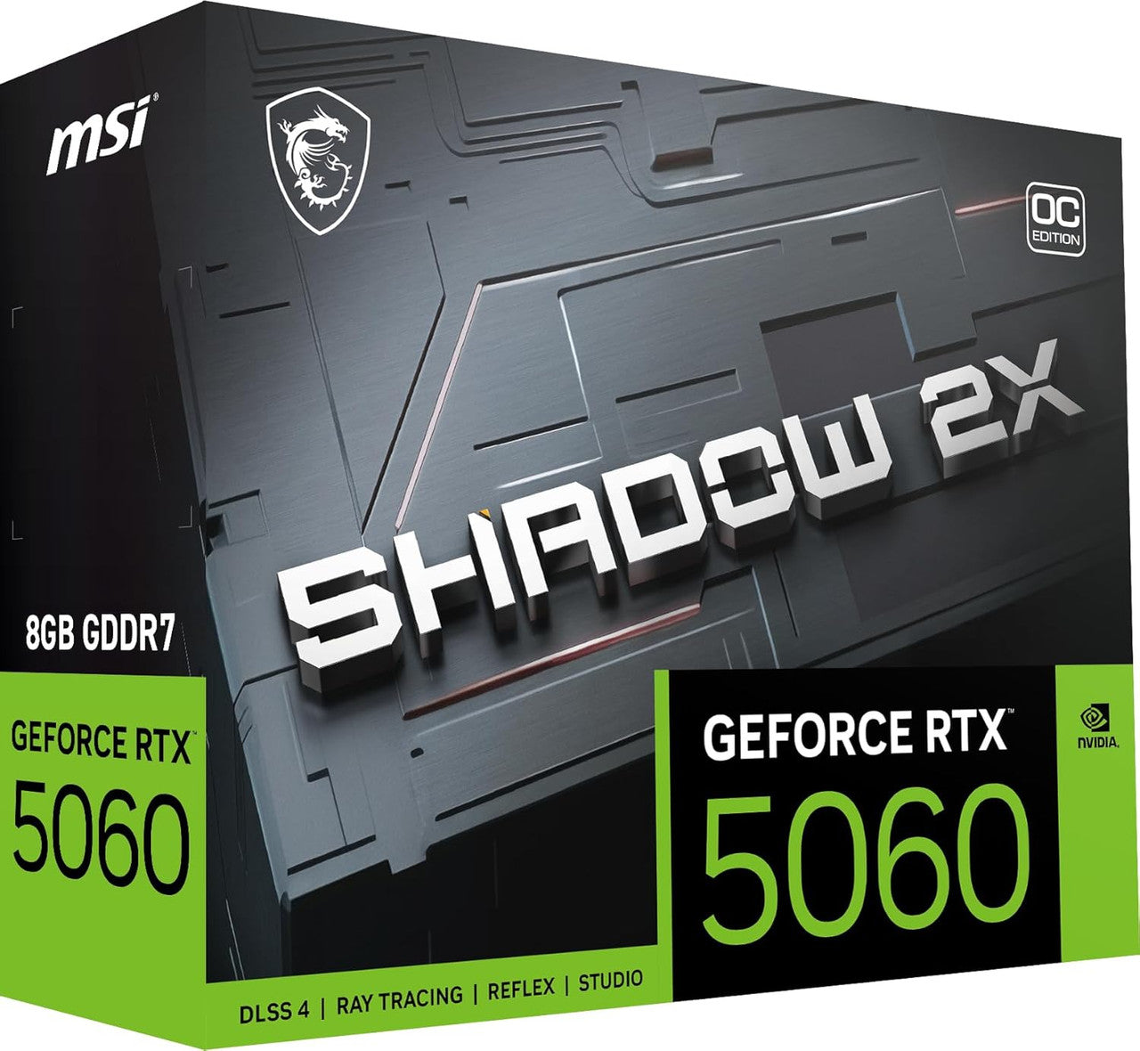 MSI Graphics Card 8GB GDDR7 28-bit Extreme Performance 2535 MHz, NVIDIA Blackwell Architecture RTX 5060 8G SHADOW 2X OC