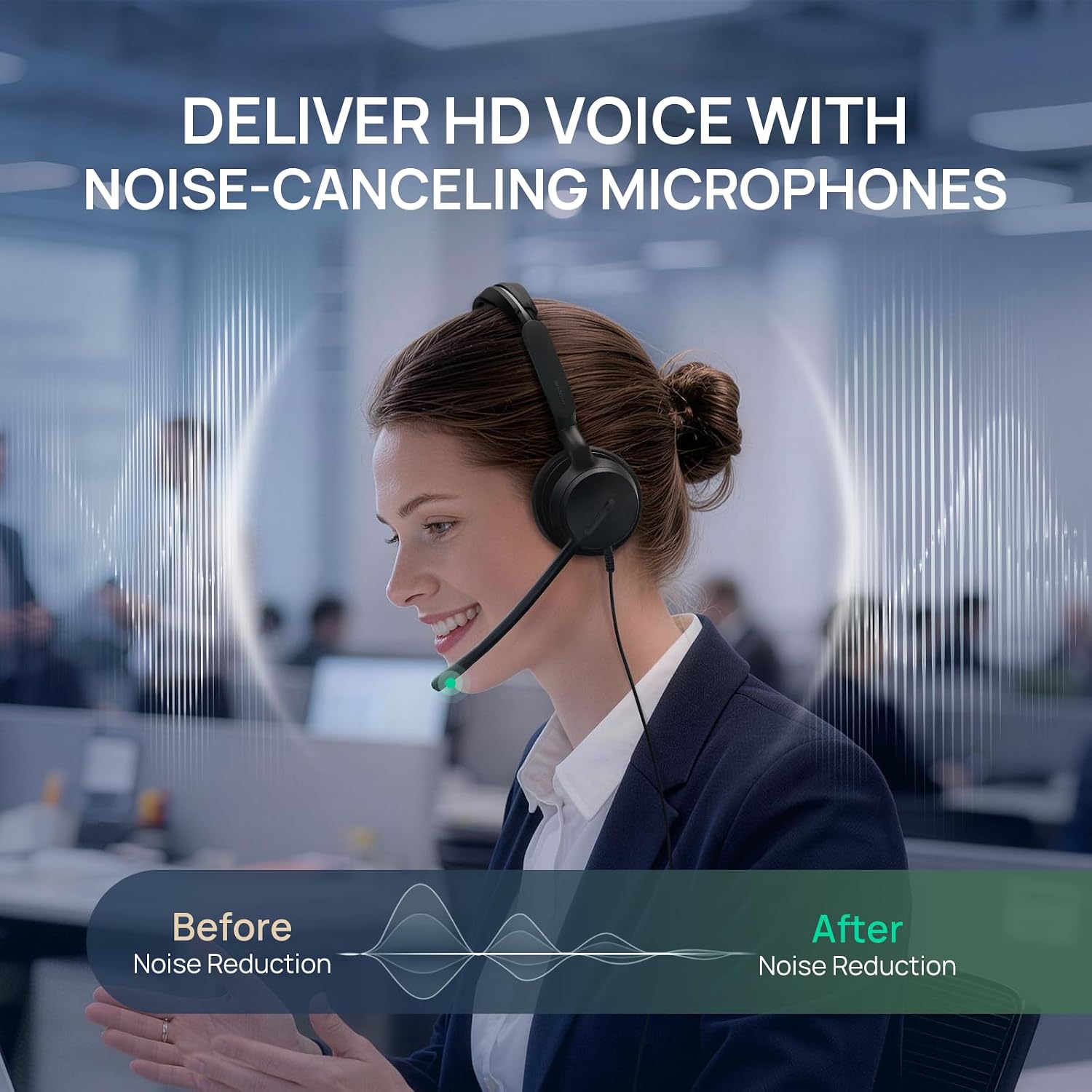 Yealink YHS36 E2 Dual Wired Headset | Quick Disconnect (QD) | Dual Ear | Noise-Canceling Microphone | 1308231